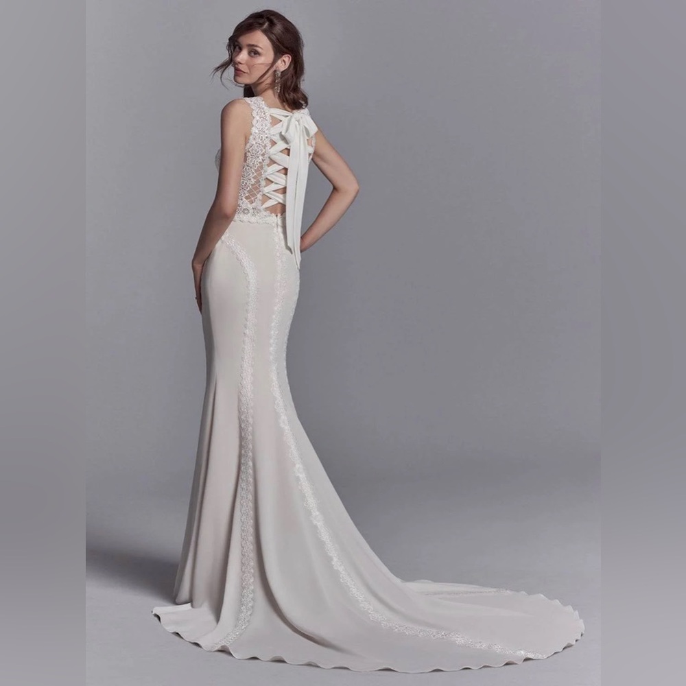 NWOT Sottero and Midgley Barrington Boho Backless lace up Wedding Dress - Size 6 - Picture 5 of 8